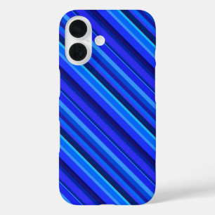 Coques iPhone 16 Rayures diagonales bleues