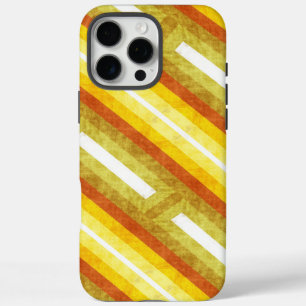 Coque iPhone 16 Pro Max Rayures diagonales rétro en jaune et orange