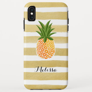 Coques Pour iPhone Rayures élégantes d'or d'aquarelle d'ananas