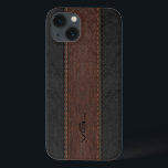 iPhone 13 Coque Rayures En Cuir Brown Et Noir<br><div class="desc">Image de la texture en cuir noir et marron vieilli avec des rayures cousues aux accents beiges. monogramme personnalisé et optionnel. Design masculin élégant. Le design est disponible sur le produit sélectionné mais peut être demandé par e-mail.</div>