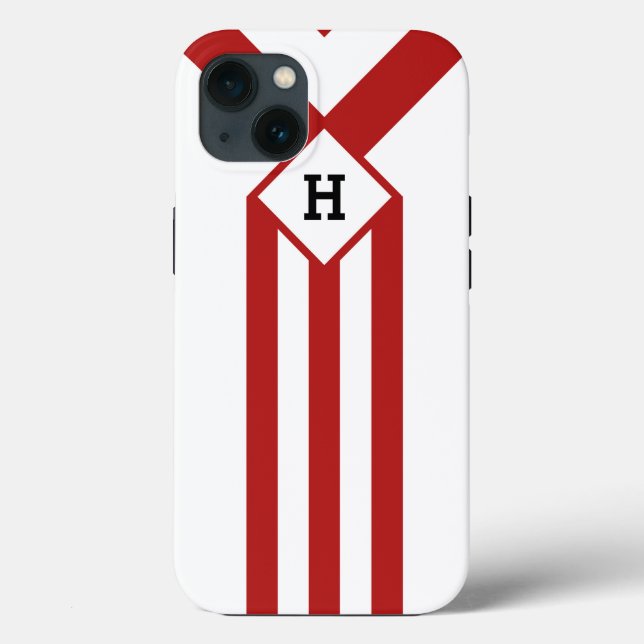 Coques Case-Mate iPhone Rayures et chevrons rouges avec le monogramme sur (Verso)