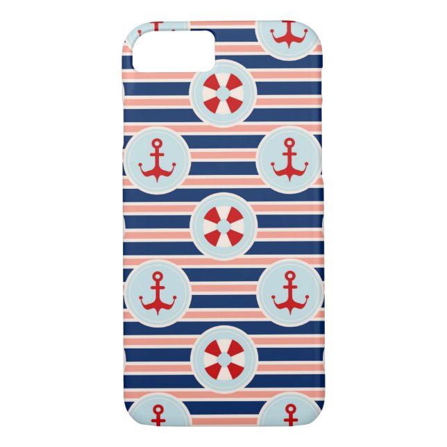 Coques Case-Mate iPhone Rayures et motif de points nautiques (Dos)