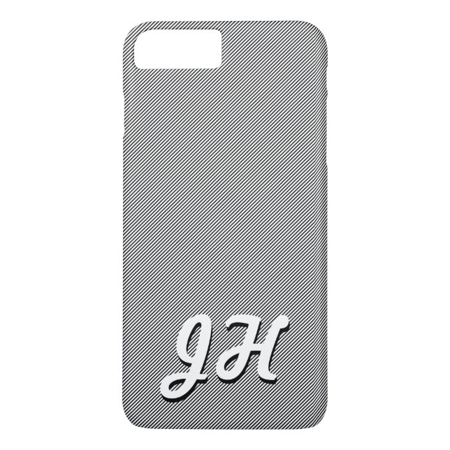Coques Case-Mate iPhone Rayures fines noires et blanches | Initiales de st (Dos)