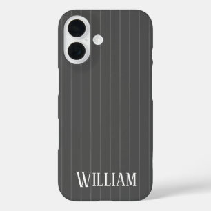 Coque Pour iPhone 16 Rayures grises personnalisées