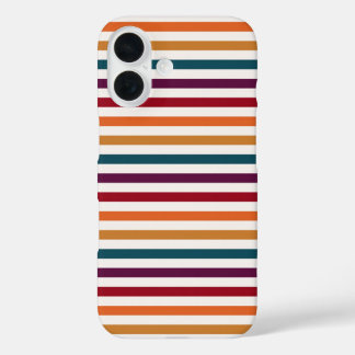 Coque Pour iPhone 16 Rayures horizontales multicolores automne rétro