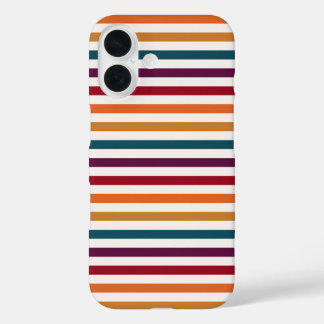 Coque Pour iPhone 16 Rayures horizontales multicolores automne rétro