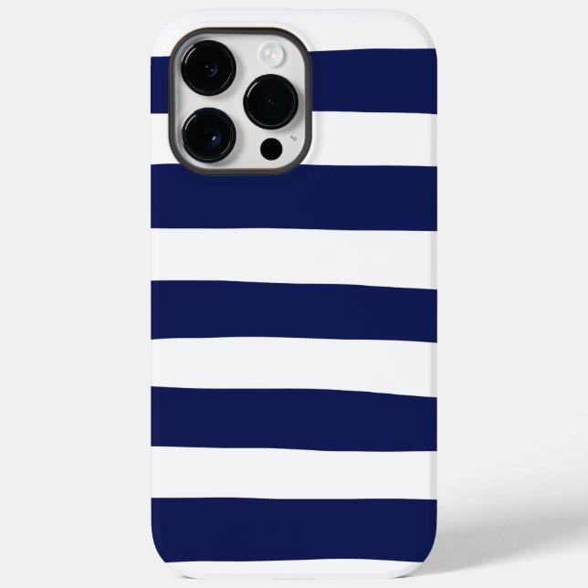 Coques Case-Mate iPhone Rayures irrégulières - Bleu et blanc (Verso)