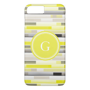 Etui iPhone Case-Mate Rayures jaune gris noir Cool Monogramme personnali