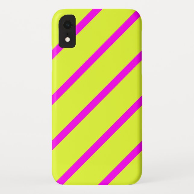 Coques Case-Mate iPhone Rayures jaune néon et rose vif (Dos)