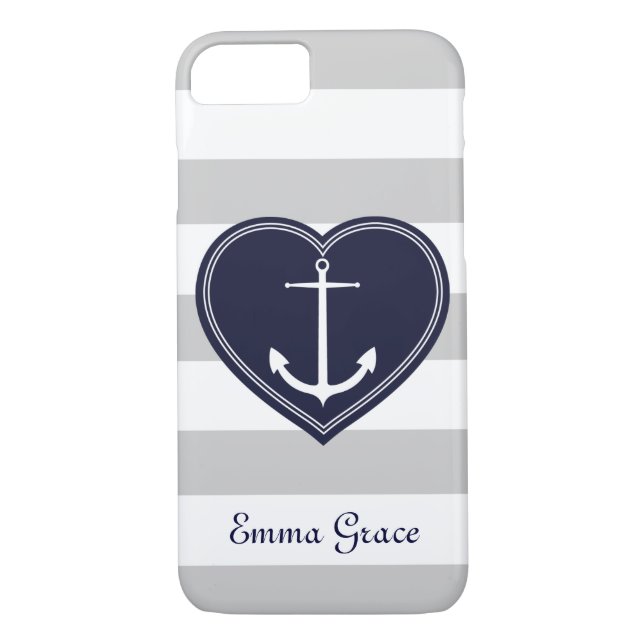 Coques Case-Mate iPhone Rayures marines Corps et Ancre Monogramme Marine (Dos)