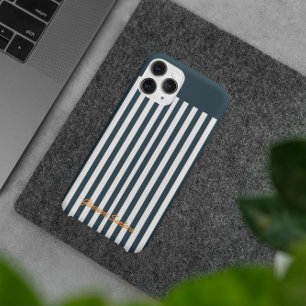 Coque Case-Mate iPhone Rayures Navy   Monogramme du gentleman moderne
