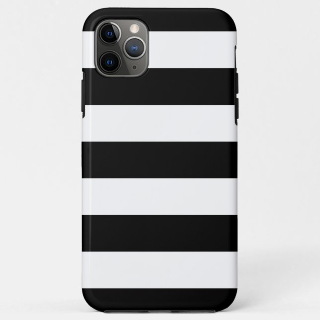 Coques Case-Mate iPhone Rayures noires et blanches horizontales (Dos)