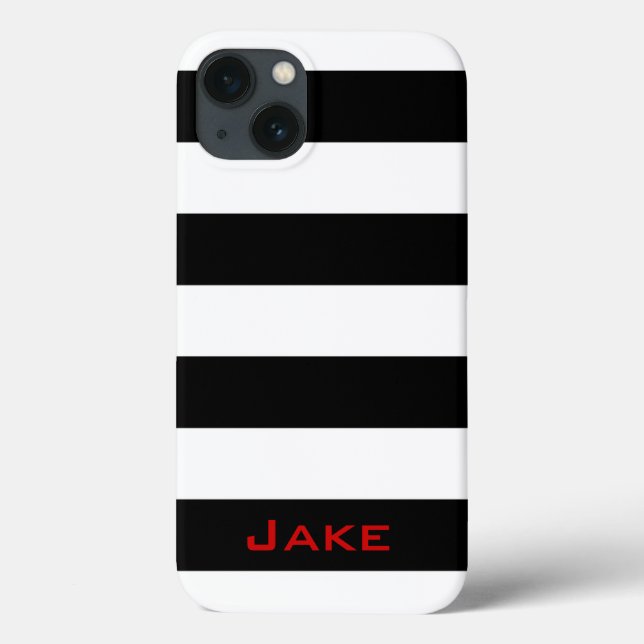 Coques Case-Mate iPhone Rayures noires et blanches simples et audacieuses (Verso)