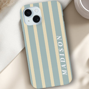 Coque Case-Mate iPhone Rayures Personnalisées Beige Bleu