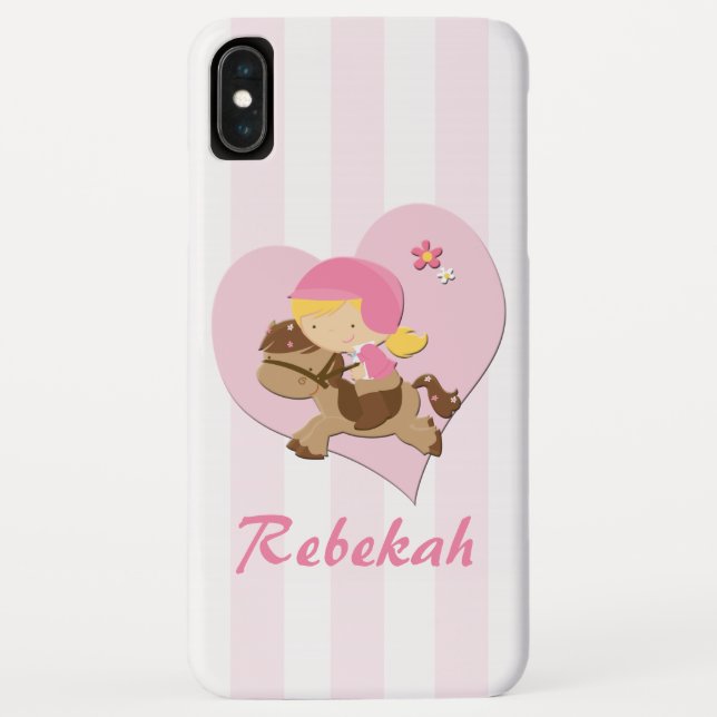 Coques Case-Mate iPhone Rayures personnalisées de rose d'équitation (Dos)
