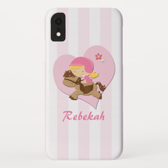 Coques Case-Mate iPhone Rayures personnalisées de rose d'équitation (Dos)