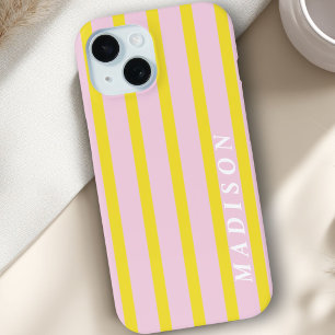 Coque Case-Mate iPhone Rayures Personnalisées Jaune Rose