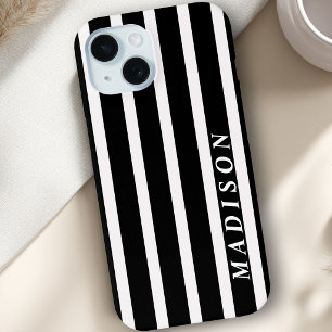 Coque Case-Mate iPhone Rayures personnalisées Noir Blanc