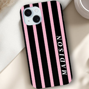 Coque Case-Mate iPhone Rayures personnalisées Noir Rose