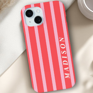 Coque Case-Mate iPhone Rayures personnalisées Rouge Rose