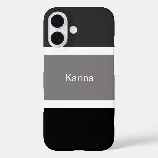 Coques Case-Mate iPhone Rayures Personnalisées Simples Gris Noir Et Blanc (Verso)