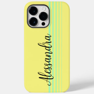Coque Case-Mate iPhone Rayures rétro Jaune et turquoise