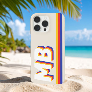 Coque iPhone 16 Pro Max Rayures rétrospectives Monogramme initial personna