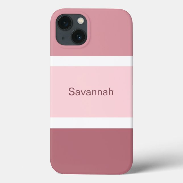 Coques Case-Mate iPhone Rayures roses et blanches personnalisées modernes (Verso)
