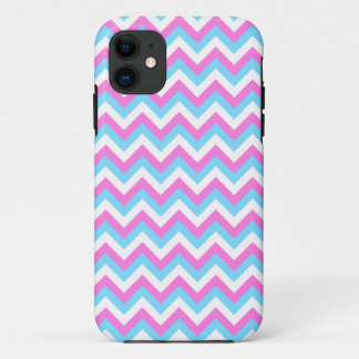 Coque Case-Mate Pour iPhone Rayures roses et bleues de zigzag de Chevron