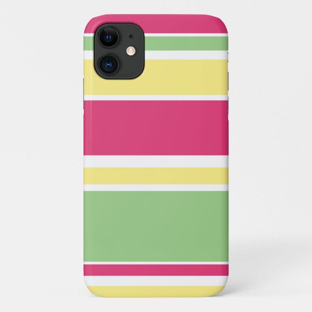 Coques Case-Mate iPhone Rayures roses, vertes et jaunes (Dos)