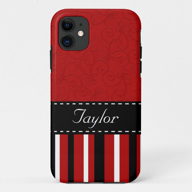 Coques Case-Mate iPhone Rayures rouges et noires (Dos)