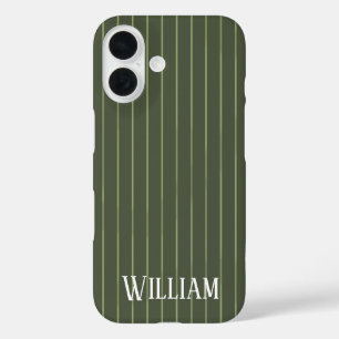Coque Pour iPhone 16 Rayures vert olive