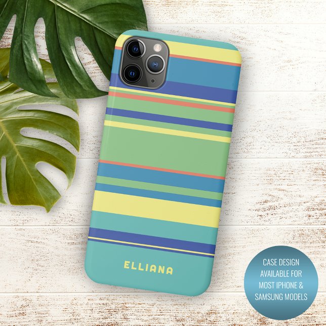 Coques Case-Mate iPhone Rayures vertes bleues oranges jaunes personnalisée (Créateur téléchargé)