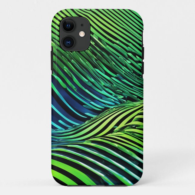 Coques Case-Mate iPhone Rayures vertes néon futuristes  (Dos)