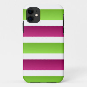 Coques Pour iPhone Rayures violettes/blanches et vertes