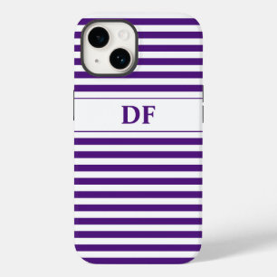 Coque Case-Mate iPhone Rayures violettes/blanches monogrammes