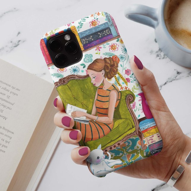 Coques Case-Mate iPhone Reading books Girl Cat lover | iPhone 7 plus Case (Créateur téléchargé)
