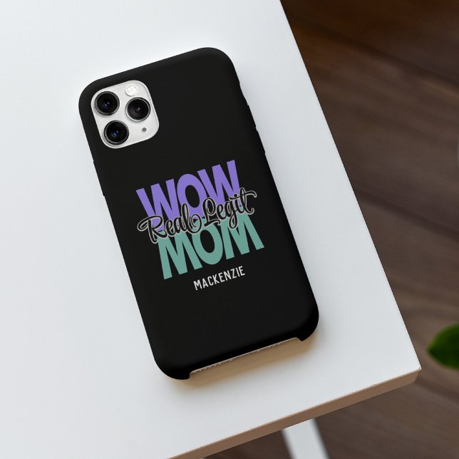 Coques Case-Mate iPhone Real Legit Wow Mom Imprimer (violet et Turquoise)  (Créateur téléchargé)
