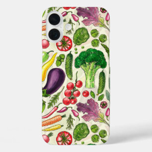 Coque Pour iPhone 16 Plus Récolte de légumes et d'herbes sur le blanc
