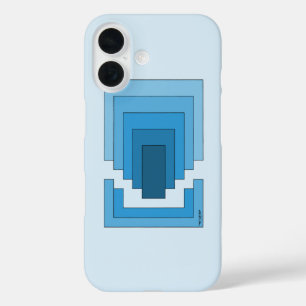Coque Pour iPhone 16 Rectangle Abstrait en bleu