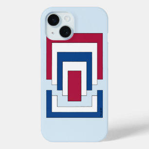 Coque Case-Mate iPhone Rectangle Abstrait en rouge, blanc et bleu