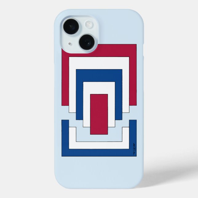 Coques Case-Mate iPhone Rectangle Abstrait en rouge, blanc et bleu (Verso)