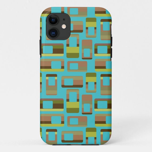 Coques Case-Mate iPhone Rectangles à bandes turquoise (Dos)