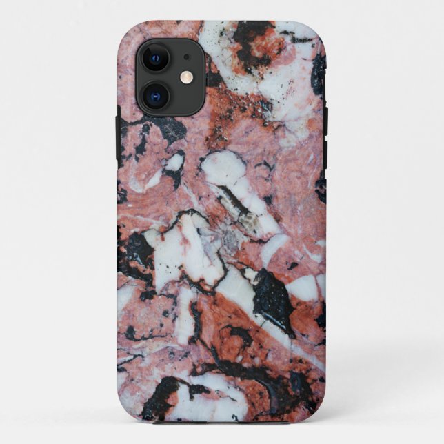 Coques Case-Mate iPhone Red and Black Brecciated Marble Stone Texture with (Dos)