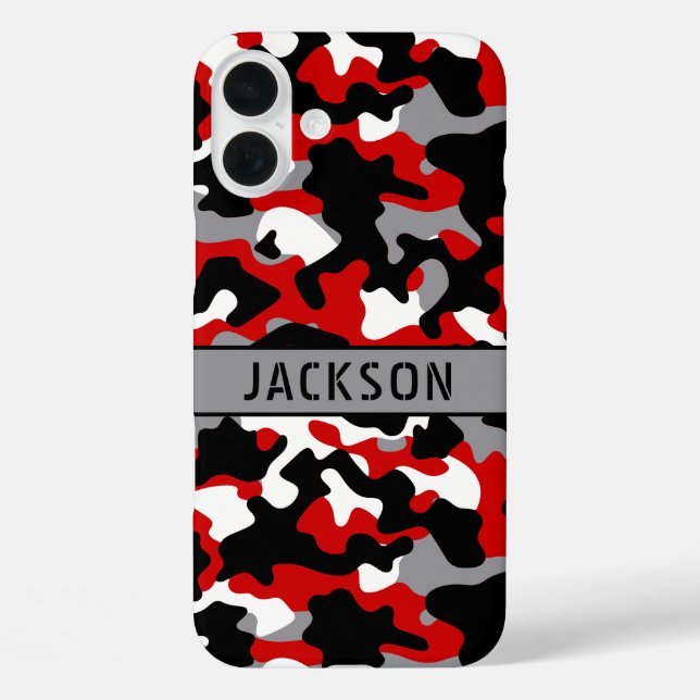 Coques Case-Mate iPhone Red and Black Camouflage Personalized (Verso)
