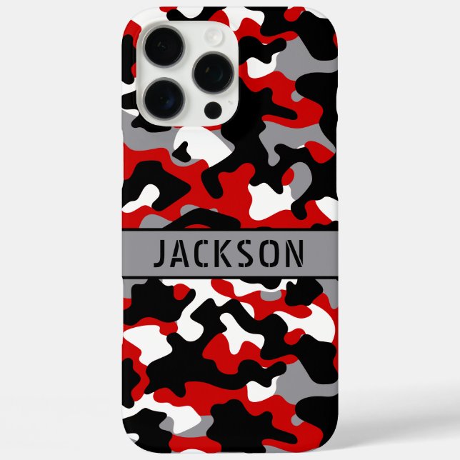 Coques Case-Mate iPhone Red and Black Camouflage Personalized (Verso)