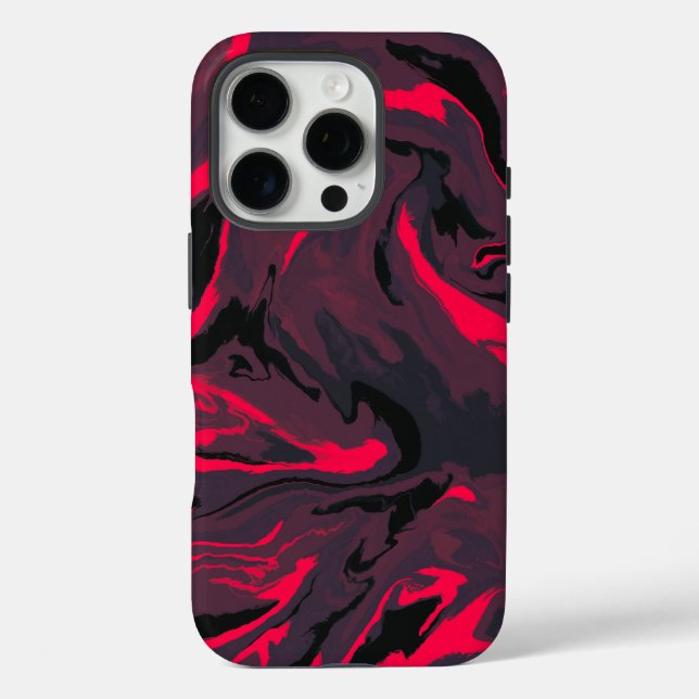 Coques Case-Mate iPhone Red and Black Marble Swirl Abstract Phone Case (Verso)
