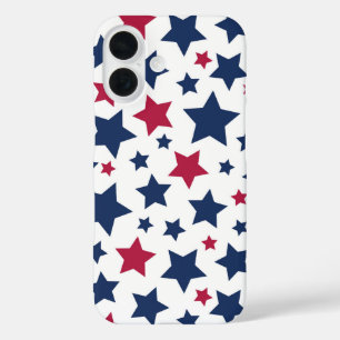Coque Pour iPhone 16 Red and Blue Stars - motif de drapeau américain