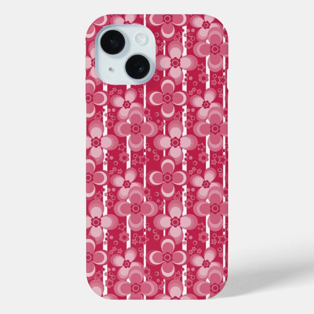 Coques Case-Mate iPhone Red and white floral pattern (Verso)