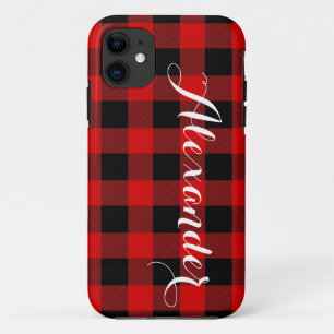 Case-Mate iPhone Case Red Black Buffalo Check Nom de la plaie Monogramme
